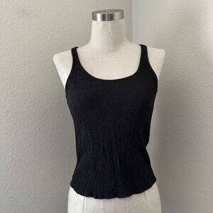 Everlane Crinkle Top Pullover Scoop Neck Sleeveless Lightweight Minimalist Black